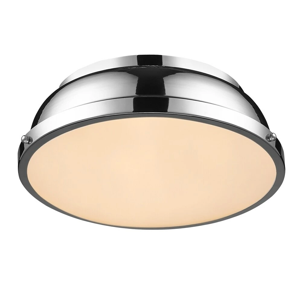 Cheap π Golden Lighting Duncan Chrome With Chrome Shade 14-inch Flush-mount Light Fixture π 6 Cheap π Golden Lighting Duncan Chrome With Chrome Shade 14-inch Flush-mount Light Fixture π - Image 4