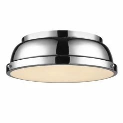 Cheap π Golden Lighting Duncan Chrome With Chrome Shade 14-inch Flush-mount Light Fixture π