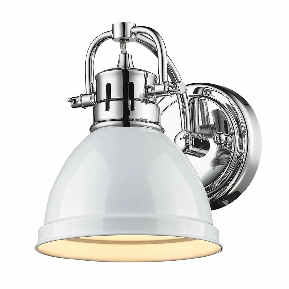 Hot Sale π₯° Golden Lighting Duncan Chrome And White Shade Steel 1-light Bath Vanity π 5 Hot Sale π₯° Golden Lighting Duncan Chrome And White Shade Steel 1-light Bath Vanity π - Image 3