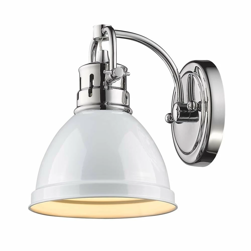 Hot Sale π₯° Golden Lighting Duncan Chrome And White Shade Steel 1-light Bath Vanity π 3 Hot Sale π₯° Golden Lighting Duncan Chrome And White Shade Steel 1-light Bath Vanity π