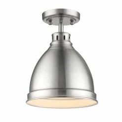 Best Pirce 👏 Golden Lighting Duncan Chrome-finished Steel/Pewter/Brass Flush Mount Pendant Fixture 🤩