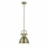 Flash Sale 🤩 Golden Lighting Duncan Mini Pendant With Rod In Aged Brass With An Aged Brass Shade Aged Brass With Aged Brass Shade 🔔