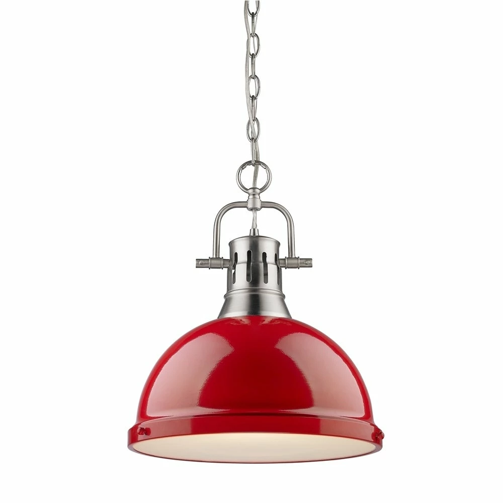 Best Pirce π Golden Lighting Duncan Pewter Red Shade Chained 1-light Pendant β€οΈ 3 Best Pirce π Golden Lighting Duncan Pewter Red Shade Chained 1-light Pendant β€οΈ