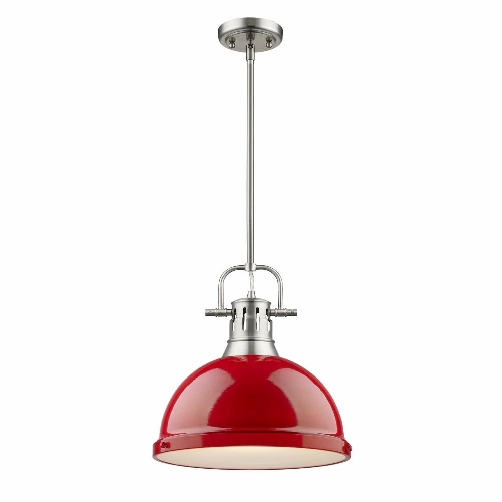 Brand new β Golden Lighting Duncan Pewter Rod/Red Shade 1-light Pendant π₯° 3 Brand new β Golden Lighting Duncan Pewter Rod/Red Shade 1-light Pendant π₯°