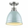 Top 10 👏 Golden Lighting Duncan Pewter Steel Flush-mount Light Fixture With Seafoam Shade ✨