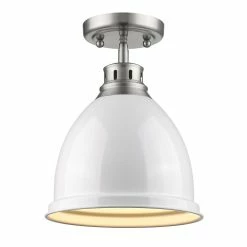 Flash Sale ✨ Golden Lighting Duncan Pewter With White Shade Flush-mount Light Fixture ✨