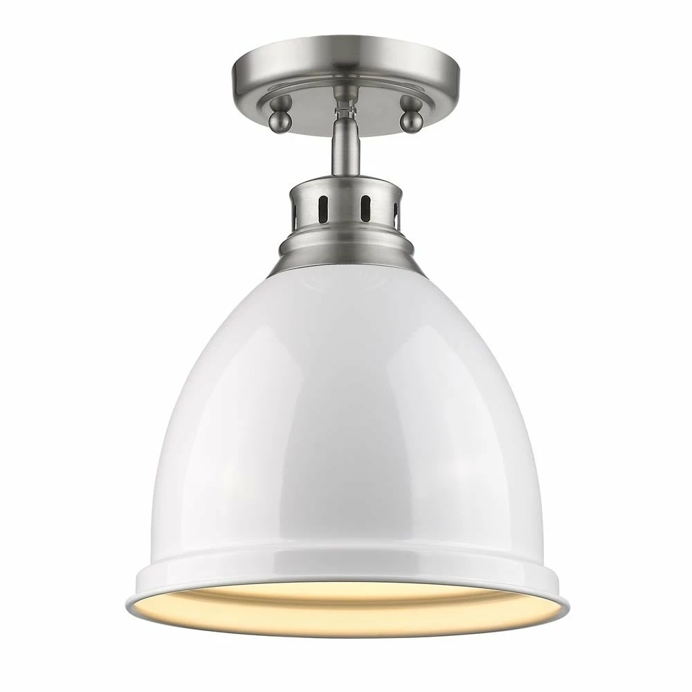 Flash Sale ✨ Golden Lighting Duncan Pewter With White Shade Flush-mount Light Fixture ✨ 3 Flash Sale ✨ Golden Lighting Duncan Pewter With White Shade Flush-mount Light Fixture ✨