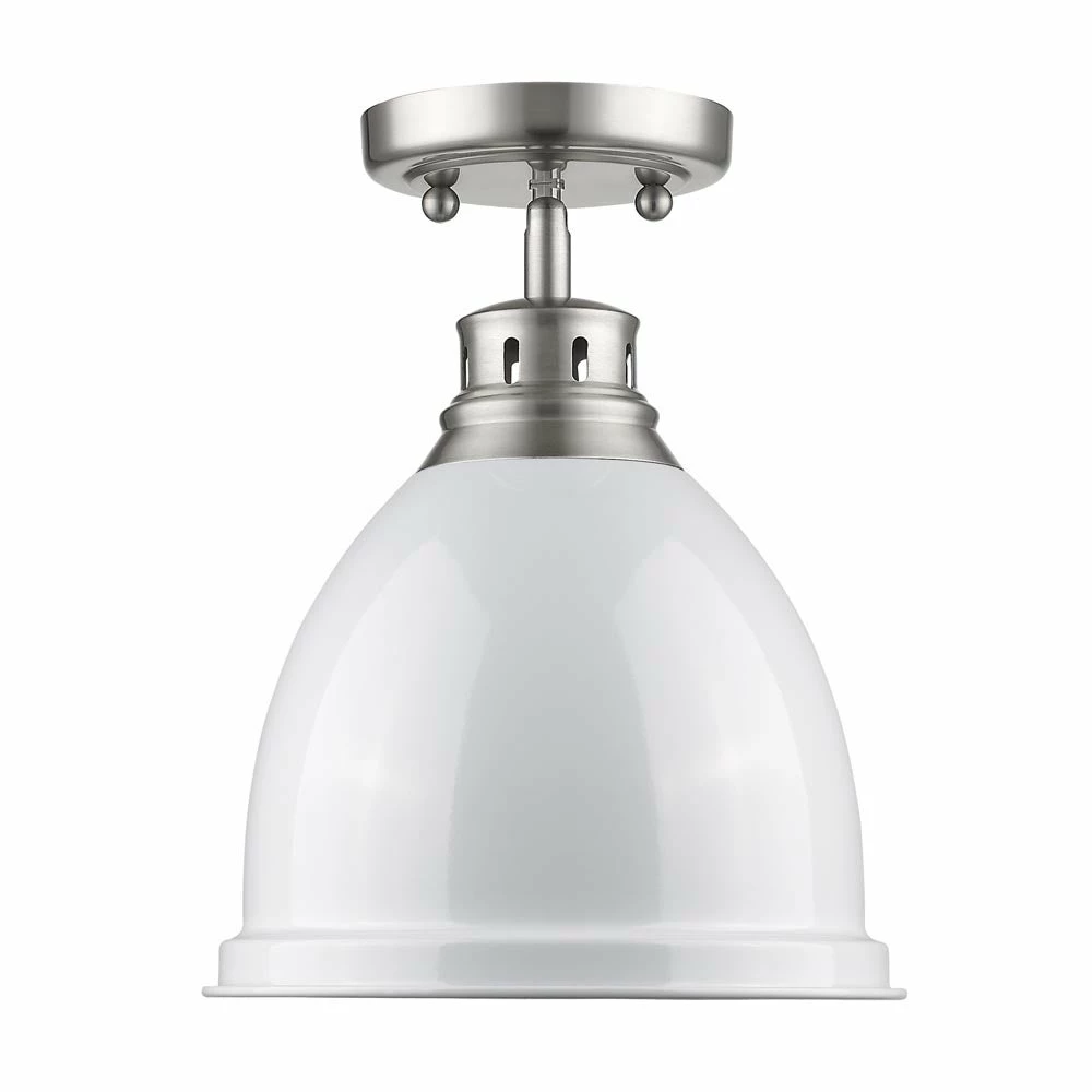 Flash Sale ✨ Golden Lighting Duncan Pewter With White Shade Flush-mount Light Fixture ✨ 5 Flash Sale ✨ Golden Lighting Duncan Pewter With White Shade Flush-mount Light Fixture ✨ - Image 3