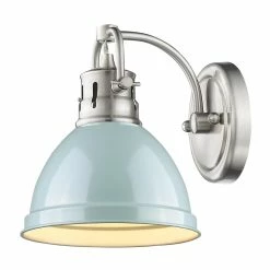 Best Pirce 🤩 Golden Lighting Duncan Seafoam Shade 1-light Bath Vanity In Pewter 🧨