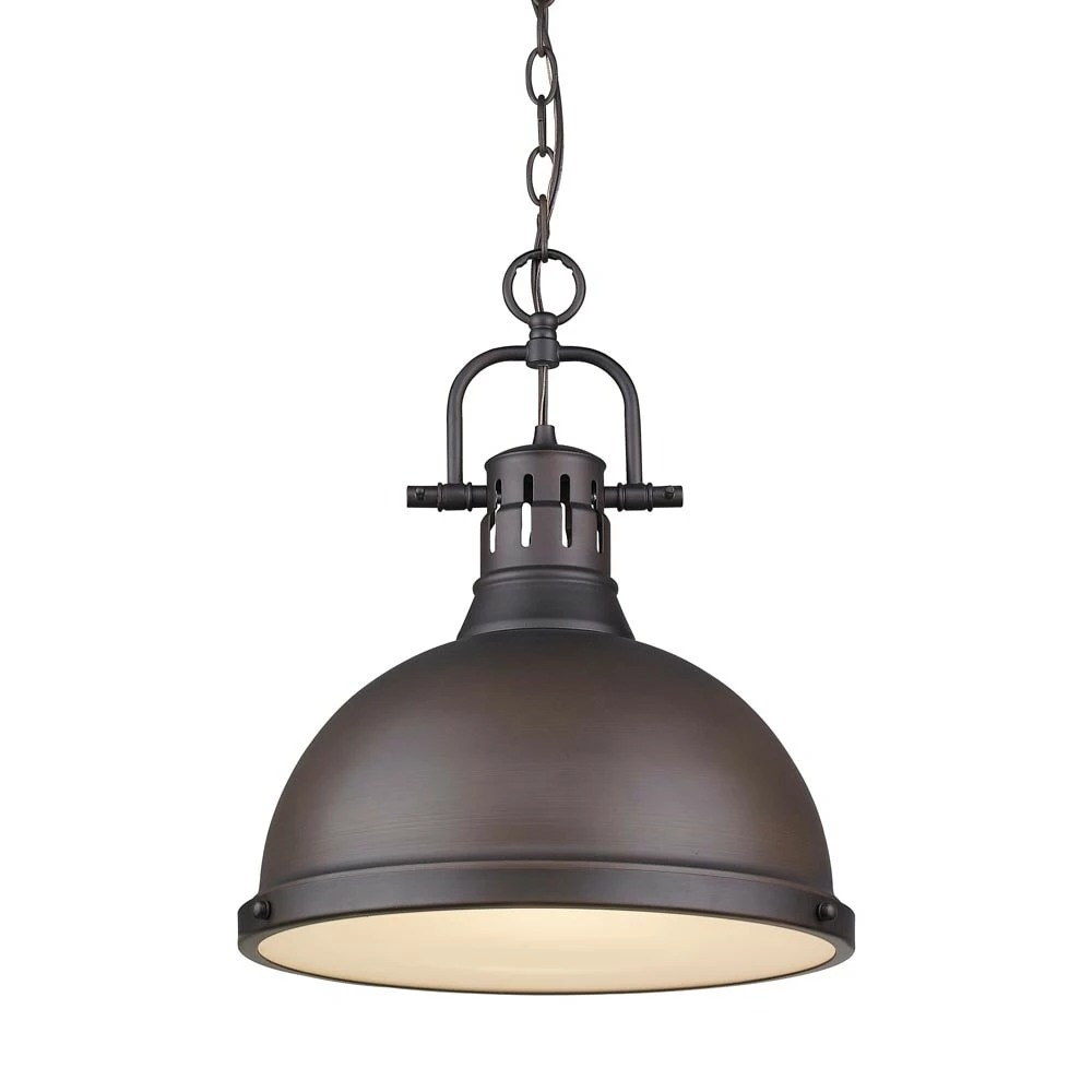 Cheapest π Golden Lighting Duncan Steel 1-light Pendant With Rubbed-bronze Chain And Shade π₯