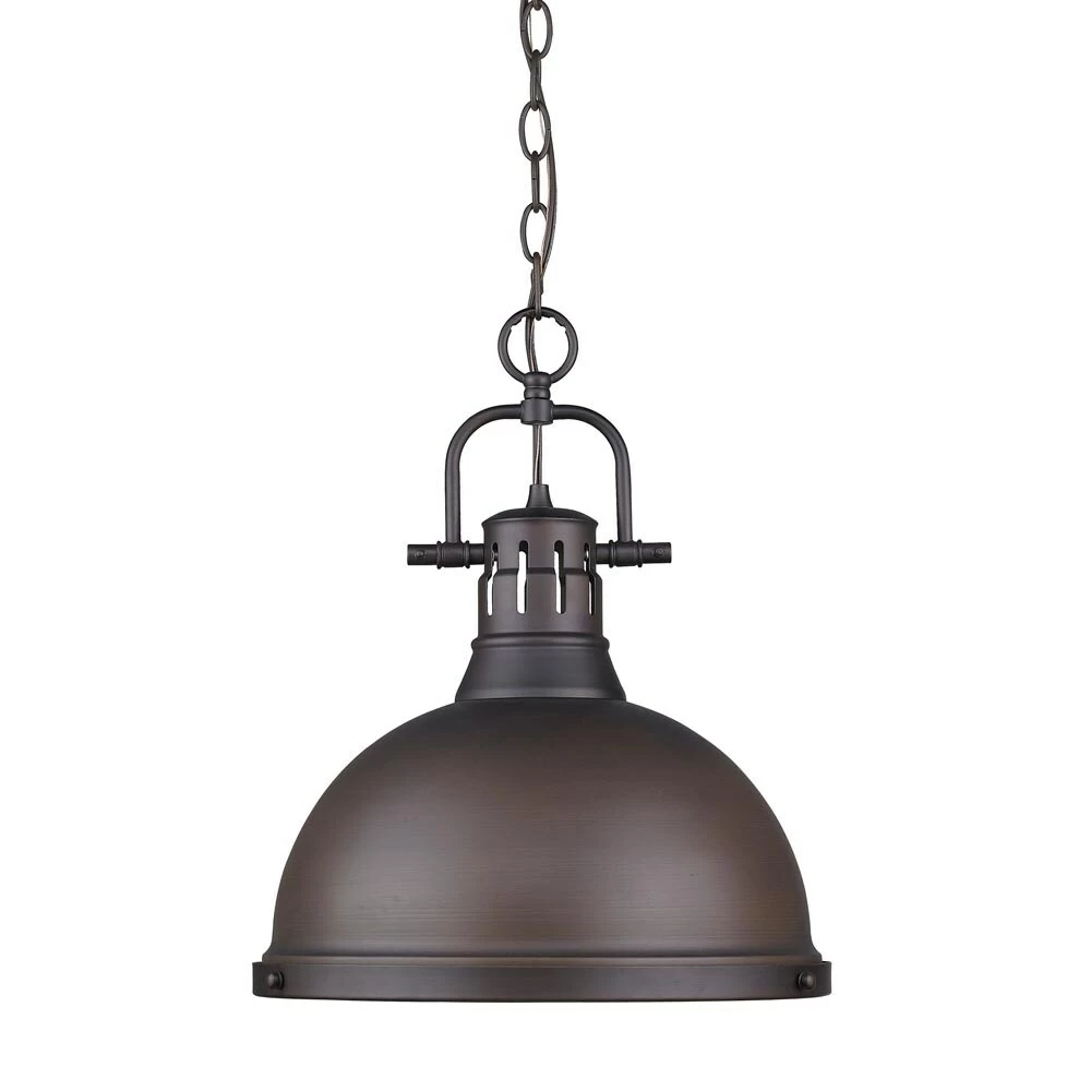 Cheapest π Golden Lighting Duncan Steel 1-light Pendant With Rubbed-bronze Chain And Shade π₯ - Image 3