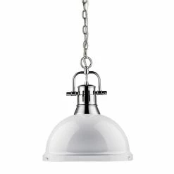 Best reviews of π Golden Lighting Duncan White Chrome Single Pendant Light β¨