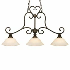 Alternative view of Deals ⭐ Golden Lighting Heartwood Burnt Sienna Finish Steel 3-light Linear Pendant 🥰