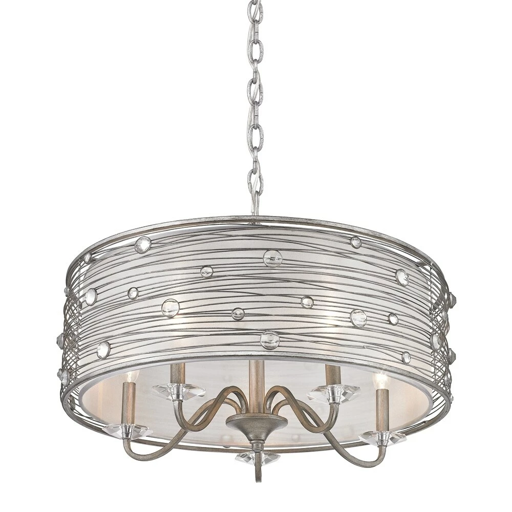 Buy β€οΈ Golden Lighting Joia Peruvian Silvertone Steel 5-light Chandelier π 6 Buy β€οΈ Golden Lighting Joia Peruvian Silvertone Steel 5-light Chandelier π - Image 4