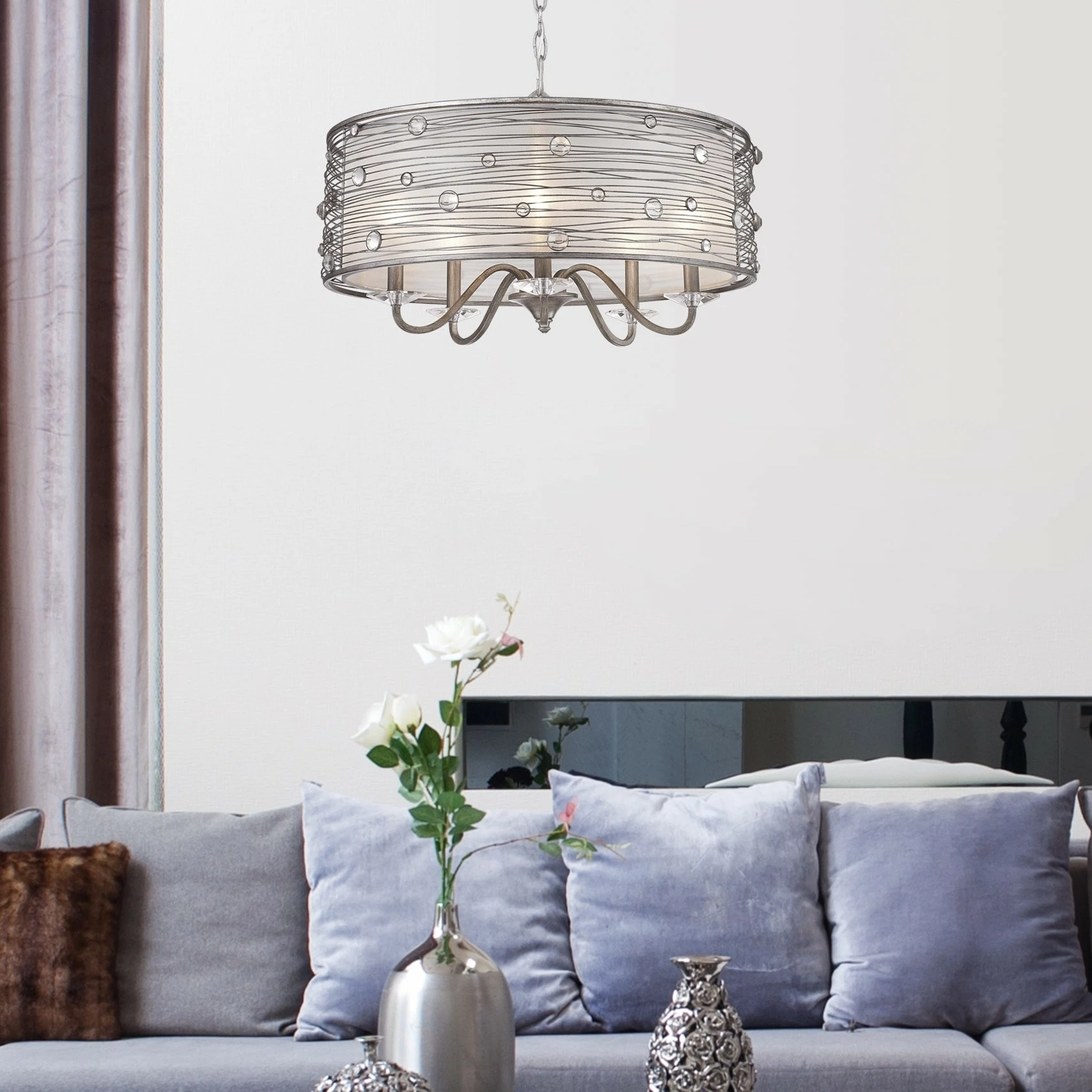 Buy β€οΈ Golden Lighting Joia Peruvian Silvertone Steel 5-light Chandelier π 7 Buy β€οΈ Golden Lighting Joia Peruvian Silvertone Steel 5-light Chandelier π - Image 5