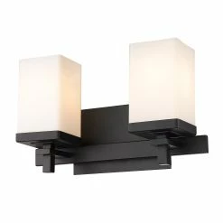 Budget 😉 Golden Lighting Maddox 2 Light Bath Vanity Matte Black 🧨 -Golden Lighting Sales Golden Lighting Maddox 2 Light Bath Vanity 3