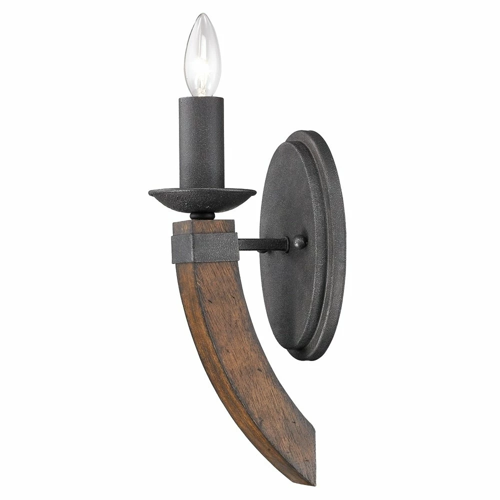 Outlet βοΈ Golden Lighting Madera #1821-1W BI Black Iron Finish Steel 1-light Wall Sconce Torchiere π€© - Image 4