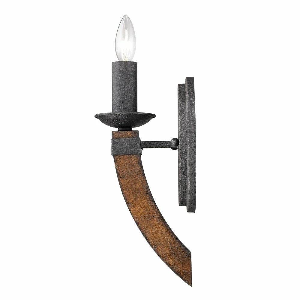 Outlet βοΈ Golden Lighting Madera #1821-1W BI Black Iron Finish Steel 1-light Wall Sconce Torchiere π€© - Image 3