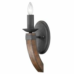 Outlet ✔️ Golden Lighting Madera #1821-1W BI Black Iron Finish Steel 1-light Wall Sconce Torchiere 🤩