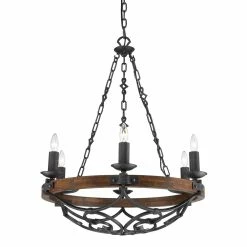 New 𧨠Golden Lighting Madera Black Iron 6 Light Chandelier In Black Iron With β
