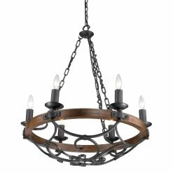 New 🧨 Golden Lighting Madera Black Iron 6 Light Chandelier In Black Iron With ⭐ -Golden Lighting Sales Golden Lighting Madera Black Iron 6 Light Chandelier in Black Iron With 71ad5373 8351 4a00 b980 d23626fc88fc
