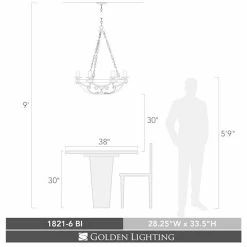 Alternative view of New 🧨 Golden Lighting Madera Black Iron 6 Light Chandelier In Black Iron With ⭐