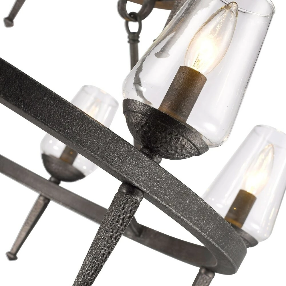 Outlet π Golden Lighting Marcellis Dark Iron Steel 2-tier 9-light Chandelier π 4 Outlet π Golden Lighting Marcellis Dark Iron Steel 2-tier 9-light Chandelier π - Image 2