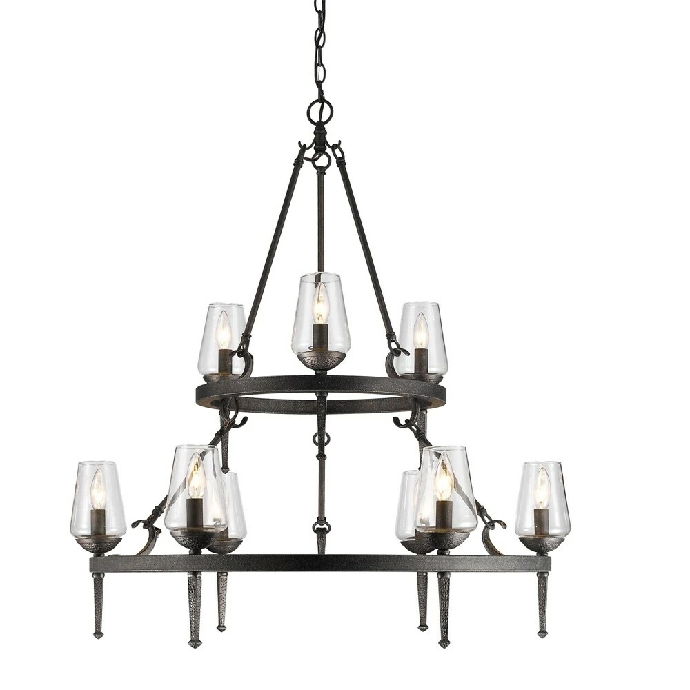 Outlet π Golden Lighting Marcellis Dark Iron Steel 2-tier 9-light Chandelier π 5 Outlet π Golden Lighting Marcellis Dark Iron Steel 2-tier 9-light Chandelier π - Image 3