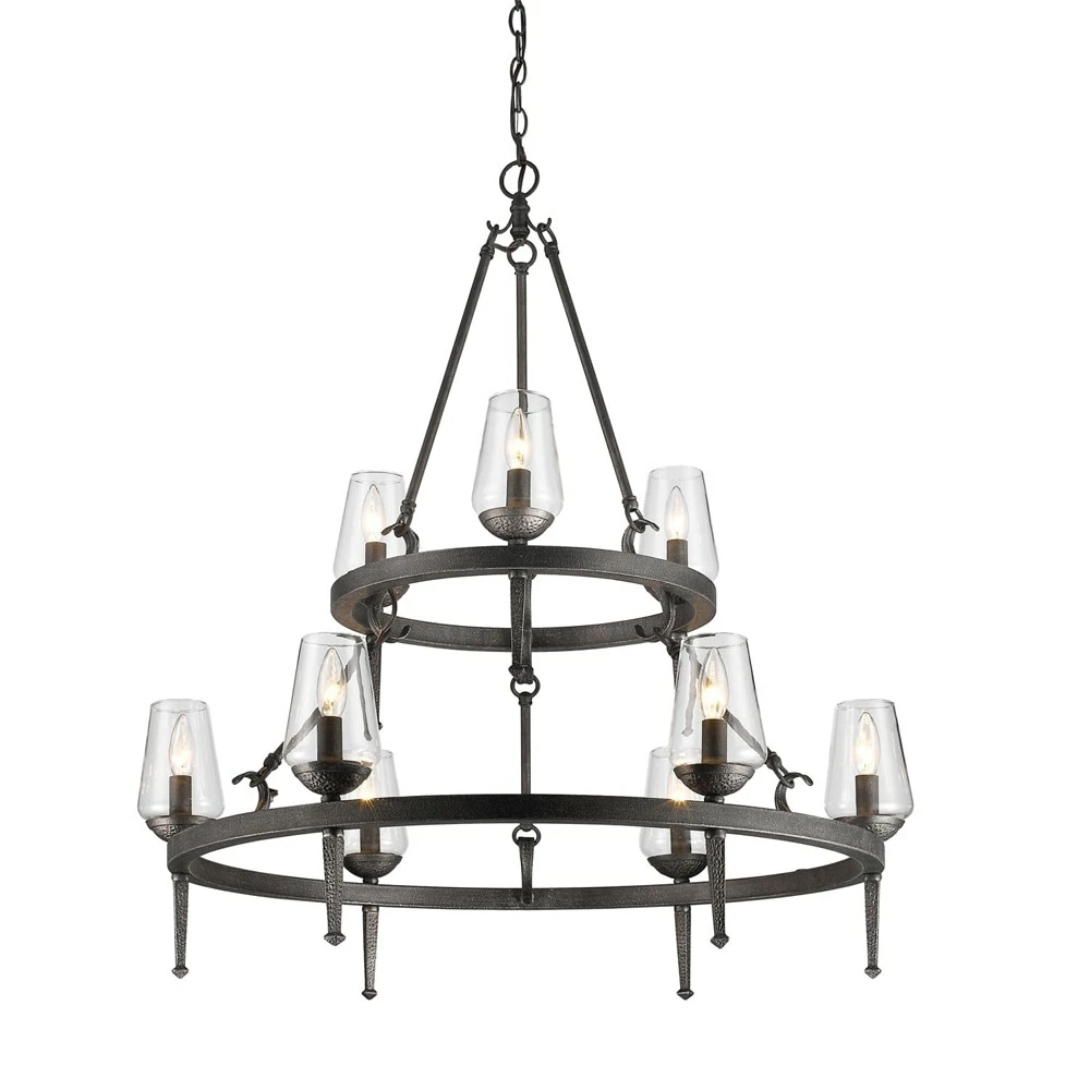 Outlet π Golden Lighting Marcellis Dark Iron Steel 2-tier 9-light Chandelier π 3 Outlet π Golden Lighting Marcellis Dark Iron Steel 2-tier 9-light Chandelier π