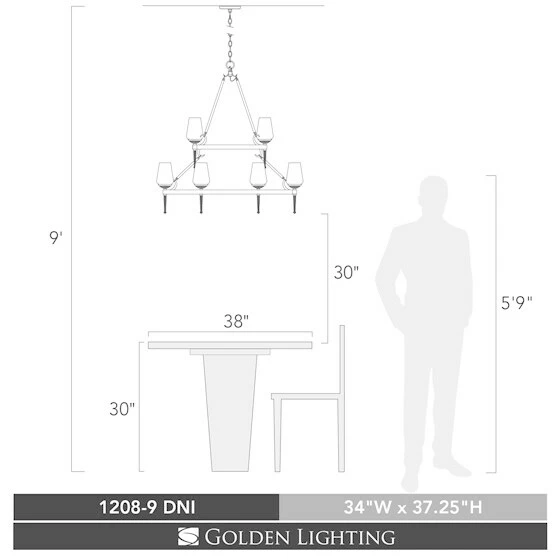 Outlet π Golden Lighting Marcellis Dark Iron Steel 2-tier 9-light Chandelier π 6 Outlet π Golden Lighting Marcellis Dark Iron Steel 2-tier 9-light Chandelier π - Image 4