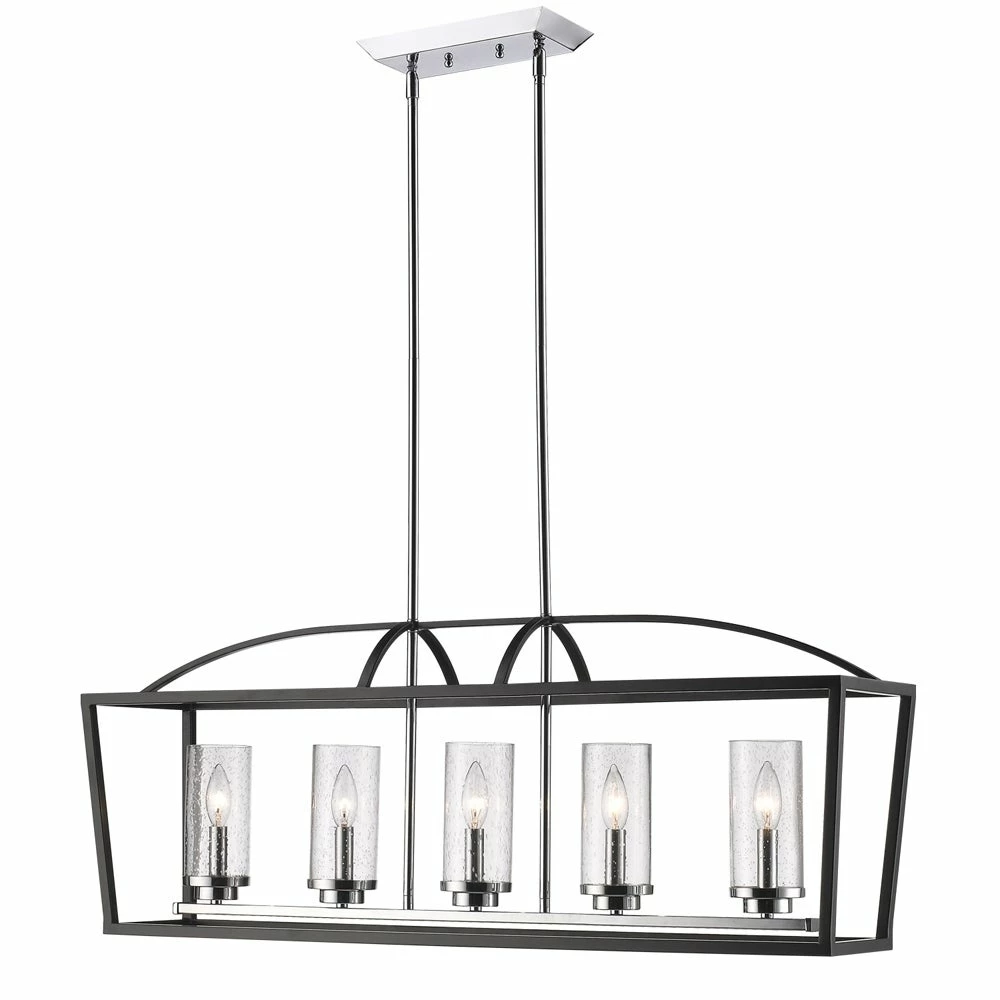 Flash Sale π Golden Lighting Mercer Black Seeded Glass 5-light Linear Pendant π - Image 5