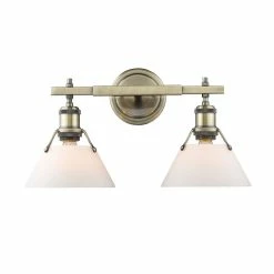 New ⭐ Golden Lighting Orwell AB Aged Brass Steel 2-light Bath Vanity Light 🌟
