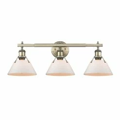Promo 👍 Golden Lighting Orwell AB Gold Aged-brass Finish Steel-frame 3-light Bath Vanity Fixture With Opal Glass Shades 🔥 -Golden Lighting Sales Golden Lighting Orwell AB Gold Aged brass Finish Steel frame 3 light Bath Vanity Fixture with Opal Glass Shades c48576a9 d662 404f a47f 3885393182ae