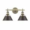 Promo 💯 Golden Lighting Orwell AB Rubbed Bronze Shade And Aged Brass Steel 2-light Bath Vanity Light 💯