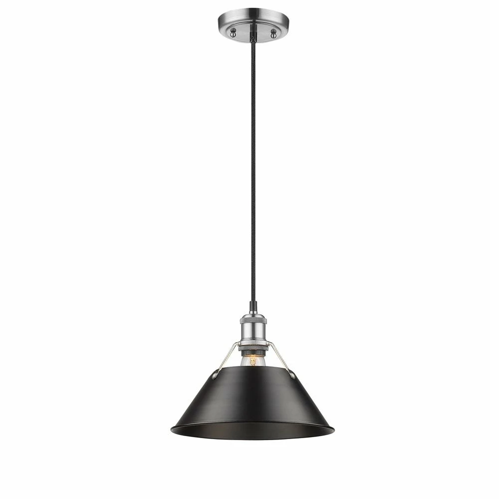 Outlet π€© Golden Lighting Orwell PW Pewter Black Shade 10-inch 1-light Pendant β¨ 5 Outlet π€© Golden Lighting Orwell PW Pewter Black Shade 10-inch 1-light Pendant β¨ - Image 3