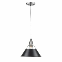 Outlet π€© Golden Lighting Orwell PW Pewter Black Shade 10-inch 1-light Pendant β¨