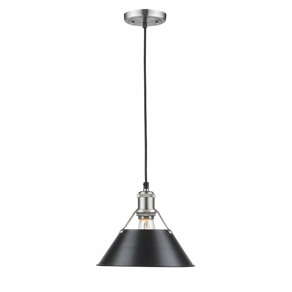 Outlet π€© Golden Lighting Orwell PW Pewter Black Shade 10-inch 1-light Pendant β¨ 3 Outlet π€© Golden Lighting Orwell PW Pewter Black Shade 10-inch 1-light Pendant β¨