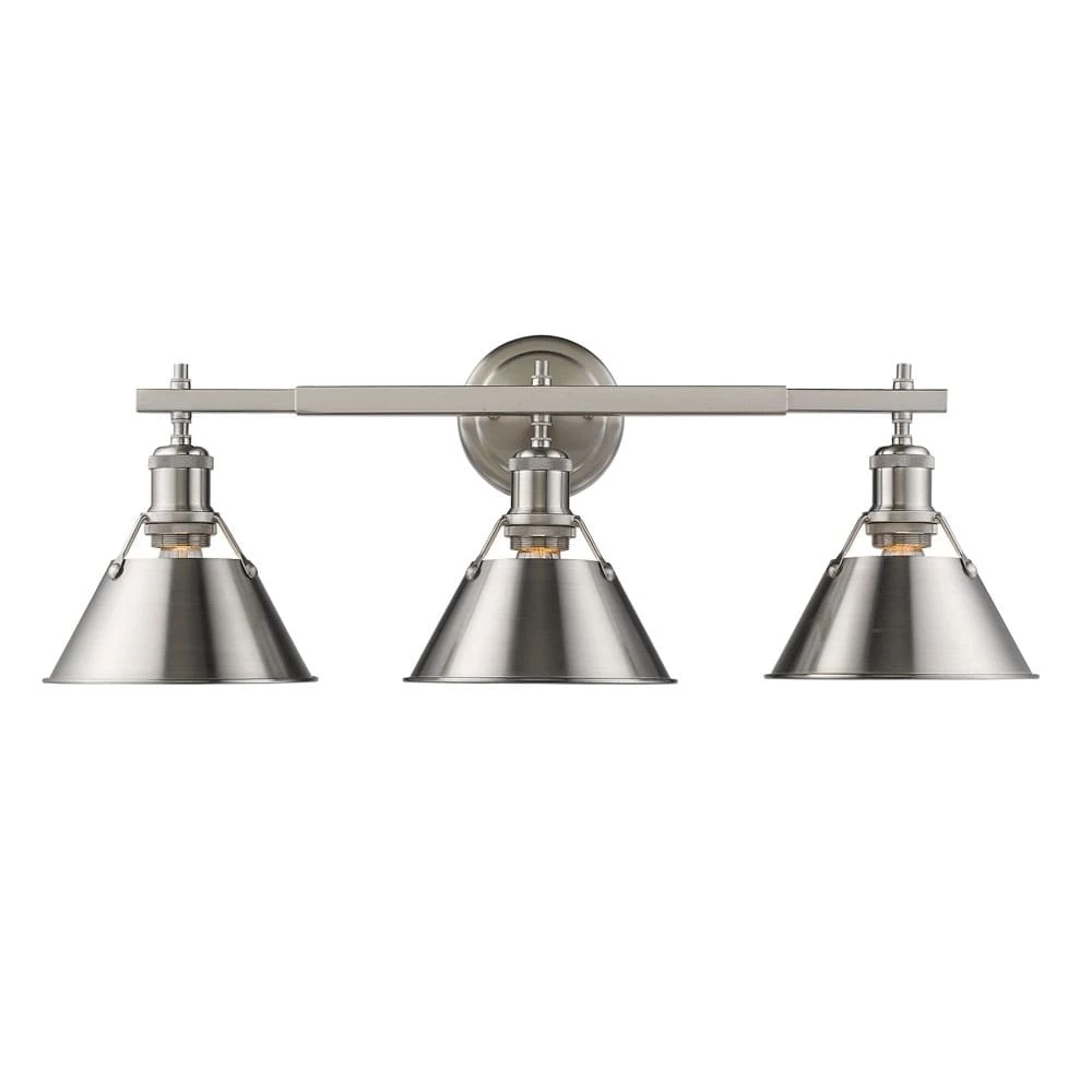Wholesale π Golden Lighting Orwell PW Pewter-finished Steel 3-light Bath Vanity Fixture - Pewter With Pewter π 3 Wholesale π Golden Lighting Orwell PW Pewter-finished Steel 3-light Bath Vanity Fixture - Pewter With Pewter π
