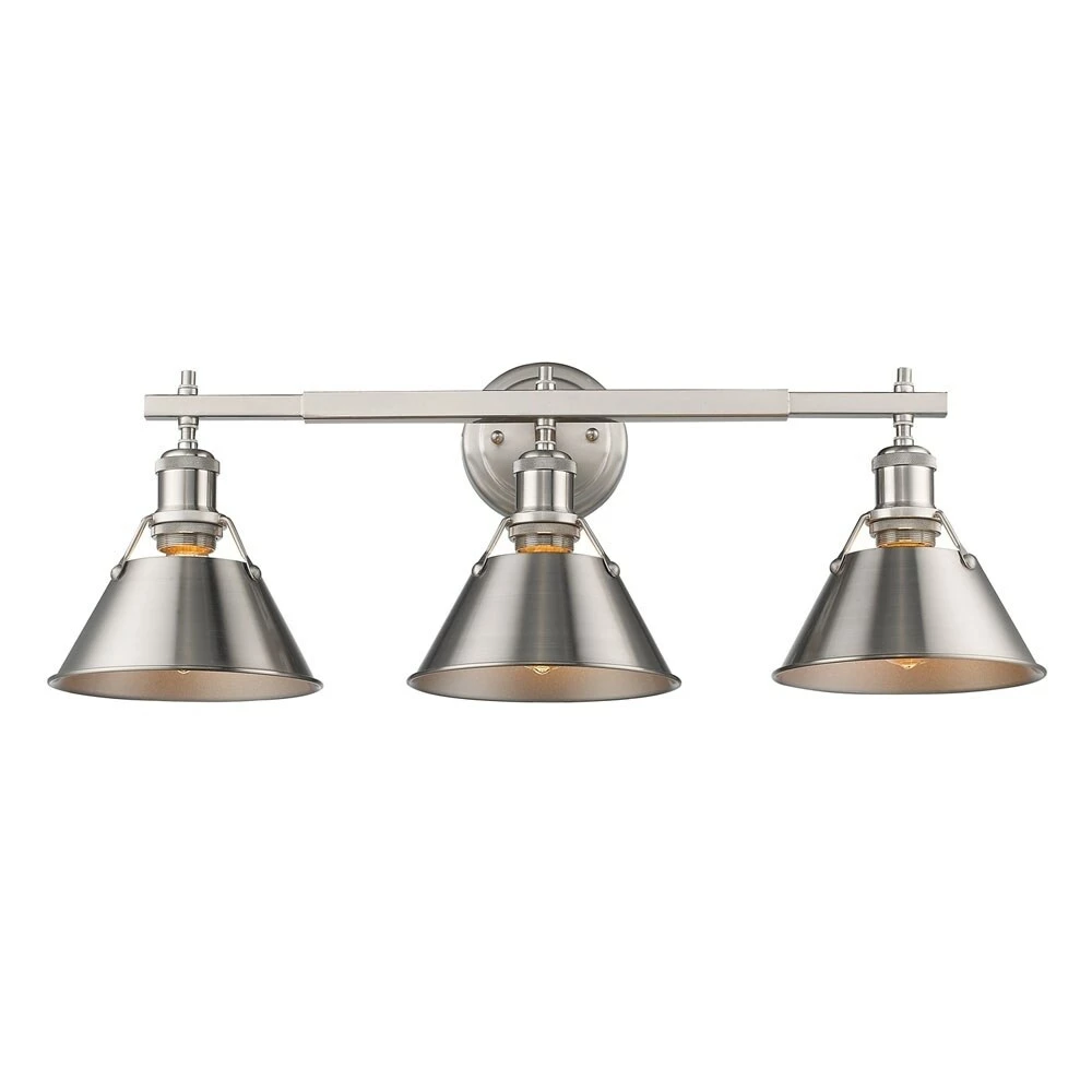Wholesale π Golden Lighting Orwell PW Pewter-finished Steel 3-light Bath Vanity Fixture - Pewter With Pewter π 5 Wholesale π Golden Lighting Orwell PW Pewter-finished Steel 3-light Bath Vanity Fixture - Pewter With Pewter π - Image 3