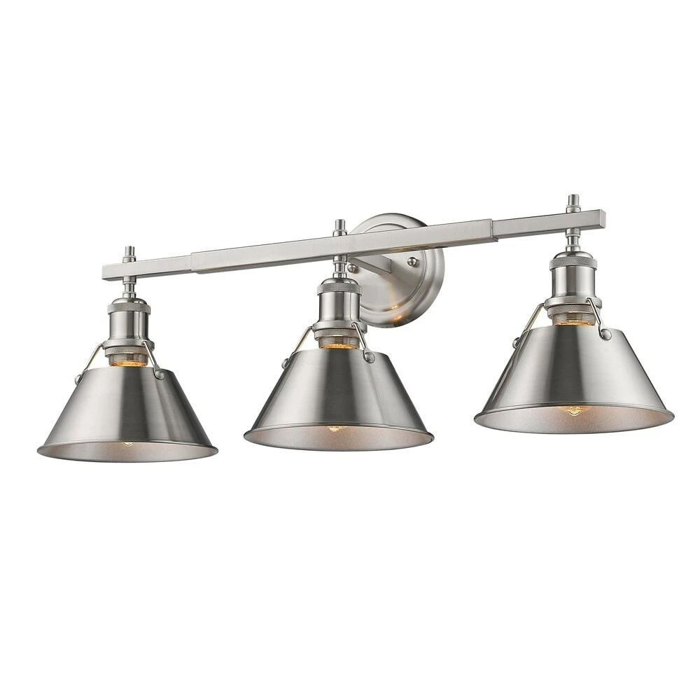 Wholesale π Golden Lighting Orwell PW Pewter-finished Steel 3-light Bath Vanity Fixture - Pewter With Pewter π 6 Wholesale π Golden Lighting Orwell PW Pewter-finished Steel 3-light Bath Vanity Fixture - Pewter With Pewter π - Image 4