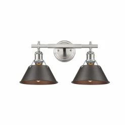 Budget 🔥 Golden Lighting Orwell PW Rubbed Bronze Shade And Pewter Steel 2-light Bath Vanity Light ❤️ -Golden Lighting Sales Golden Lighting Orwell PW Rubbed Bronze Shade and Pewter Steel 2 light Bath Vanity Light c4c4d3af a260 4b8d b050 7ee43822e24a