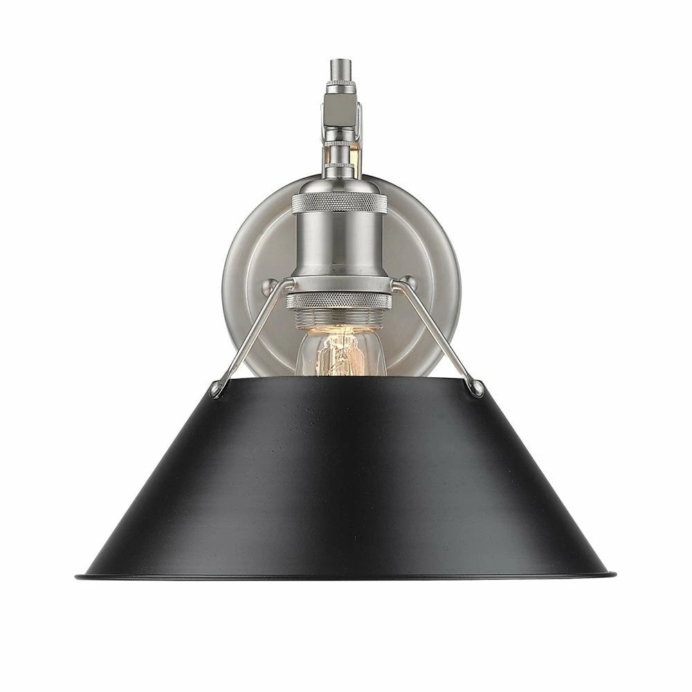 Budget π Golden Lighting Orwell Pewter 1-light Wall Sconce With Black Shade π