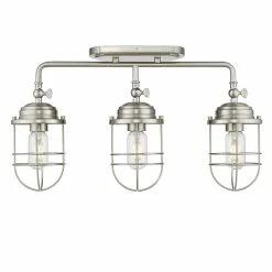 Best deal 🛒 Golden Lighting Seaport 3-light Silver Steel Semi Flush Mount 🔥