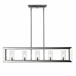 Wholesale 😀 Golden Lighting Smyth Chrome-finish Steel 5-light Linear Pendant Light Fixture With Clear Glass 💯