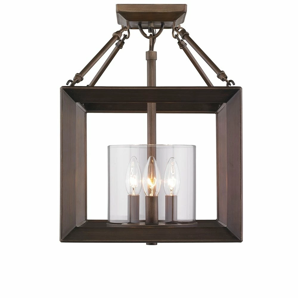 Budget 𧨠Golden Lighting Smyth Gunmetal Bronze With Clear Glass Steel Converible Semi-flush Light π 3 Budget 𧨠Golden Lighting Smyth Gunmetal Bronze With Clear Glass Steel Converible Semi-flush Light π