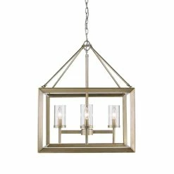 Hot Sale π Golden Lighting Smyth White Gold 4 Light Chandelier With Clear Glass π