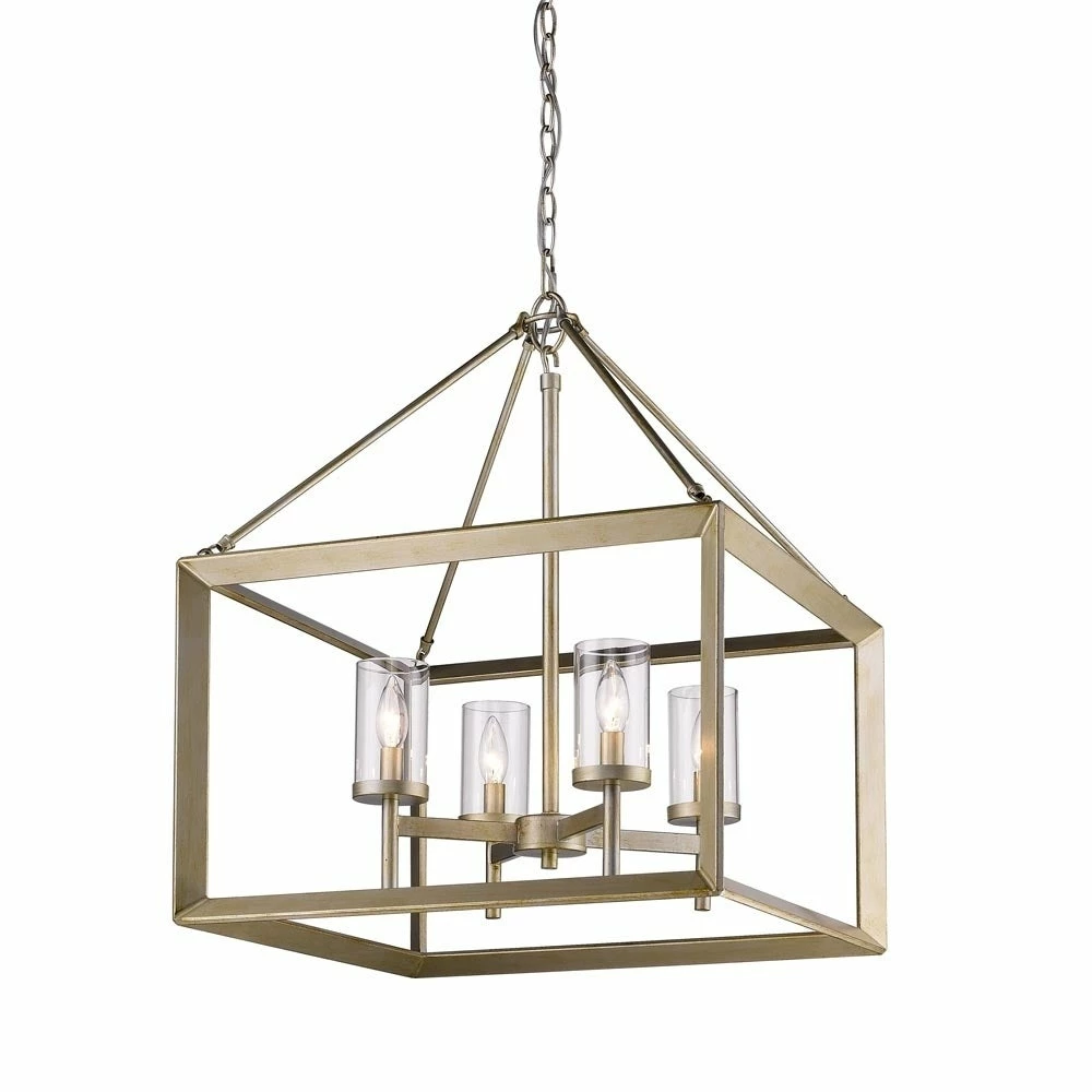 Hot Sale π Golden Lighting Smyth White Gold 4 Light Chandelier With Clear Glass π 6 Hot Sale π Golden Lighting Smyth White Gold 4 Light Chandelier With Clear Glass π - Image 4