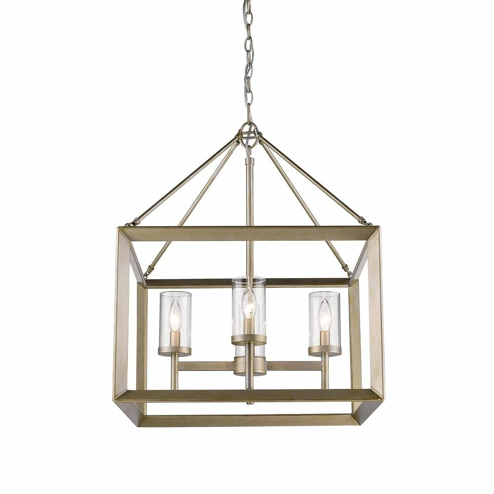 Hot Sale π Golden Lighting Smyth White Gold 4 Light Chandelier With Clear Glass π 5 Hot Sale π Golden Lighting Smyth White Gold 4 Light Chandelier With Clear Glass π - Image 3