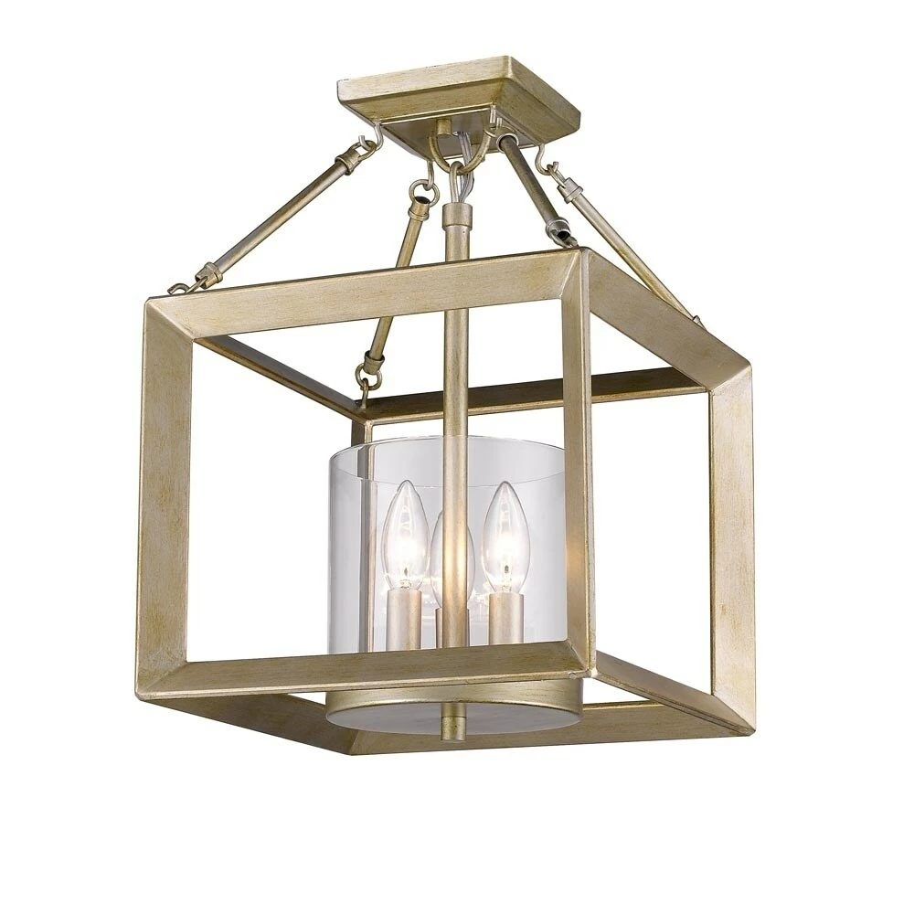 Flash Sale π Golden Lighting Smyth White Gold Steel Cler Glass Convertible Semi-flush Light Fixture π 3 Flash Sale π Golden Lighting Smyth White Gold Steel Cler Glass Convertible Semi-flush Light Fixture π