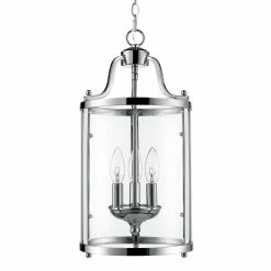 Alternative view of Hot Sale ❤️ Golden Lighting's Payton Chrome Steel And Glass 3-light Pendant 😀